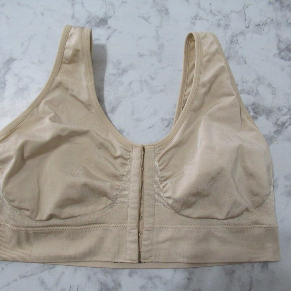 Wacoal Bra 40 Beige Tan B Smooth Front Close Mastectomy Wireless Bralette 835175